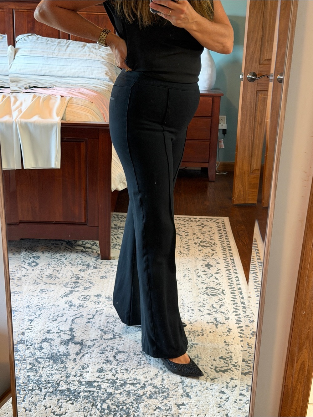 SPANX Black Boot-Cut Flare Pants